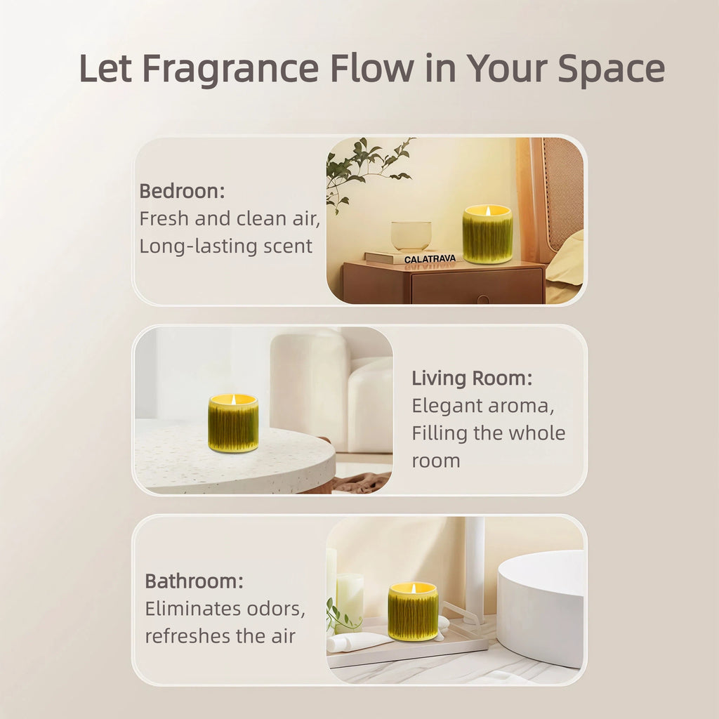 Natural Herbal Candle · Longjing Tea Scent | Enhance focus | Work, Study & Meditation Companion | Handmade Candle | Christmas & Birthday Gift