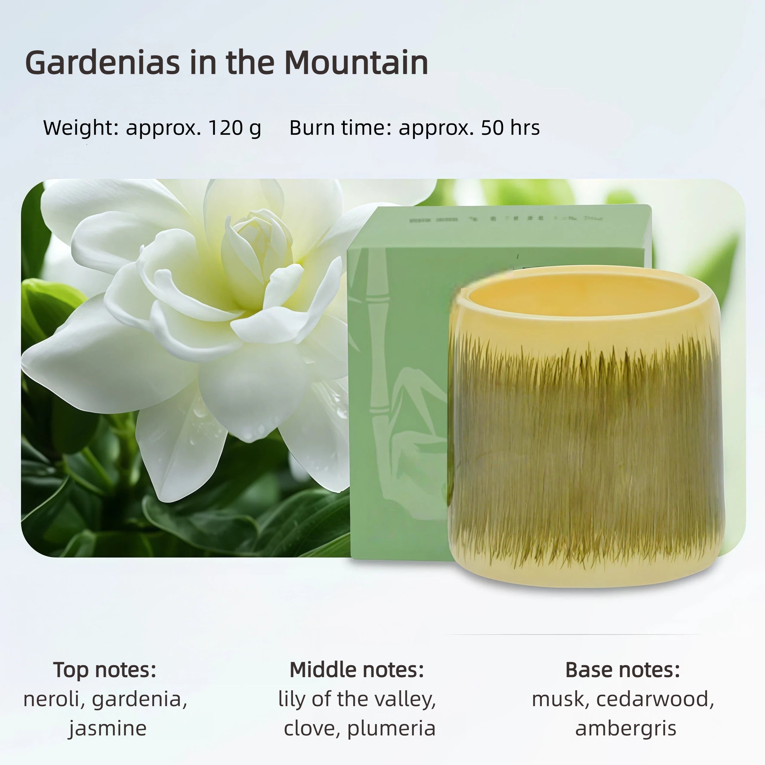 Natural Herbal Candle · Gardenia Scent | Relax & Calm | Yoga & Meditation Companion | Handmade Candle | Christmas & Birthday Gift