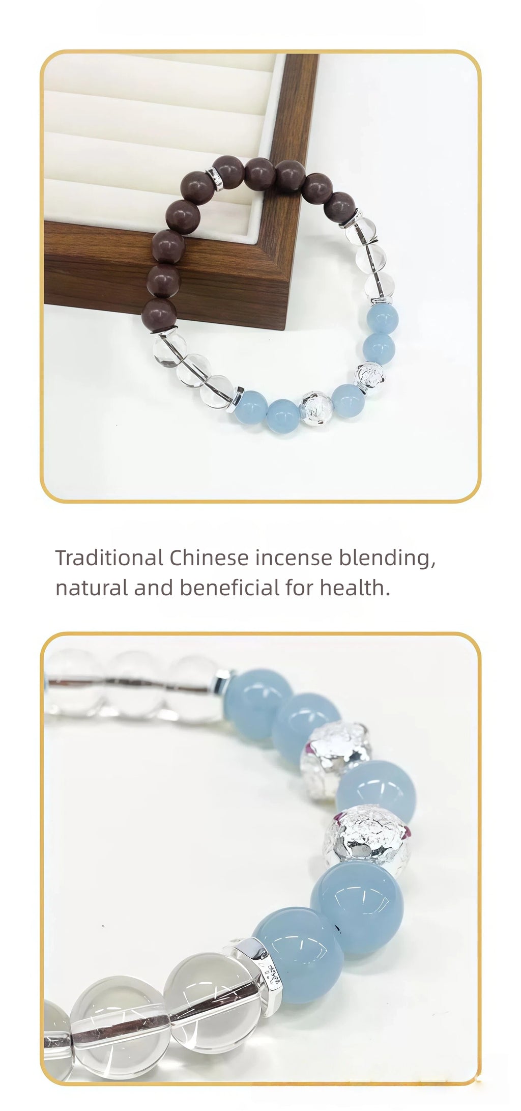 Pulsera de cuentas con aroma a hierbas naturales | Fragancia artesanal tradicional | Calma, concentración y meditación | Accesorio de moda | Regalo de Navidad y cumpleaños - AZUL