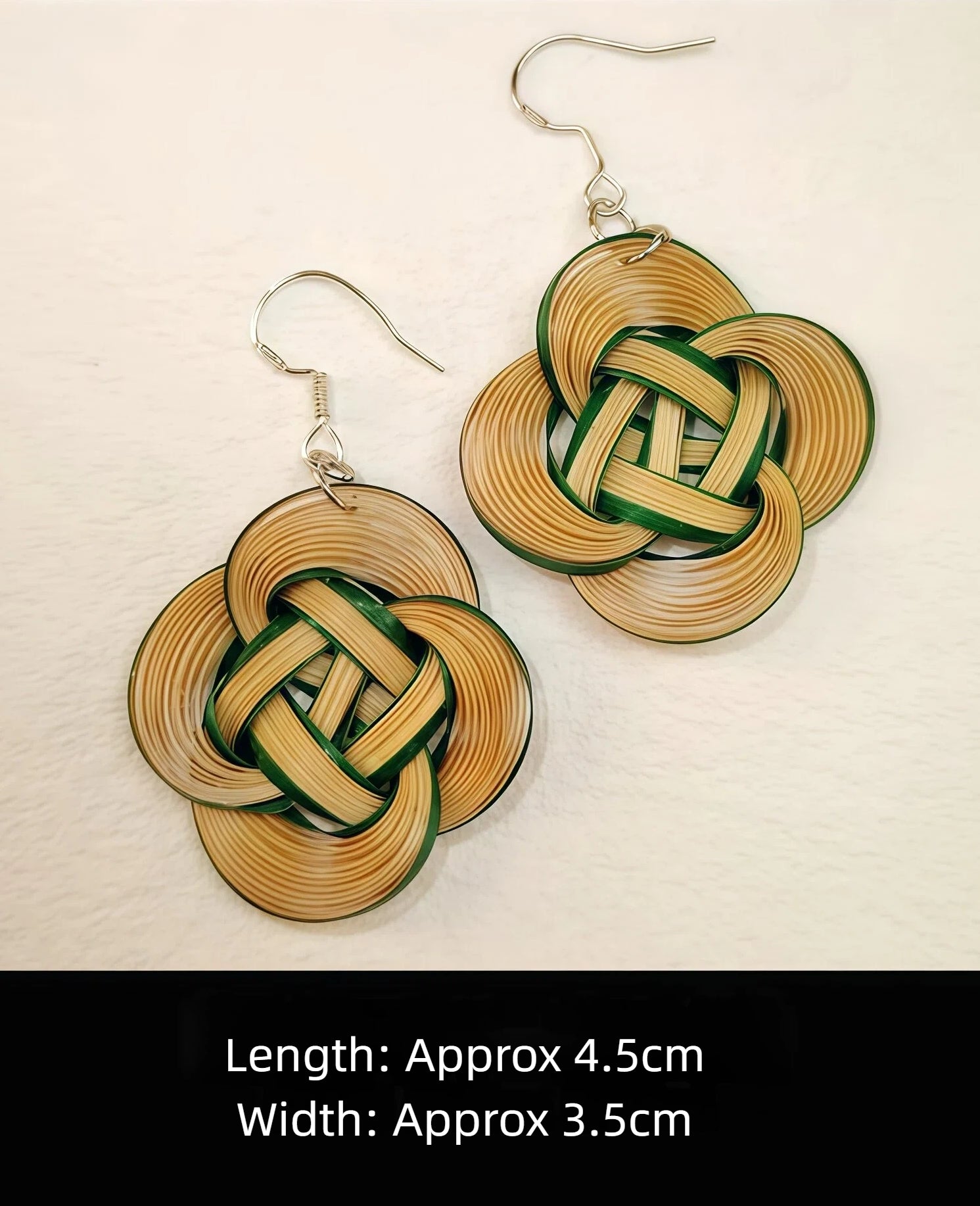 Handmade Bamboo Woven Earrings – Lightweight Eco-Friendly Bamboo Fiber, Plant-Dyed Design - Fashion Gift