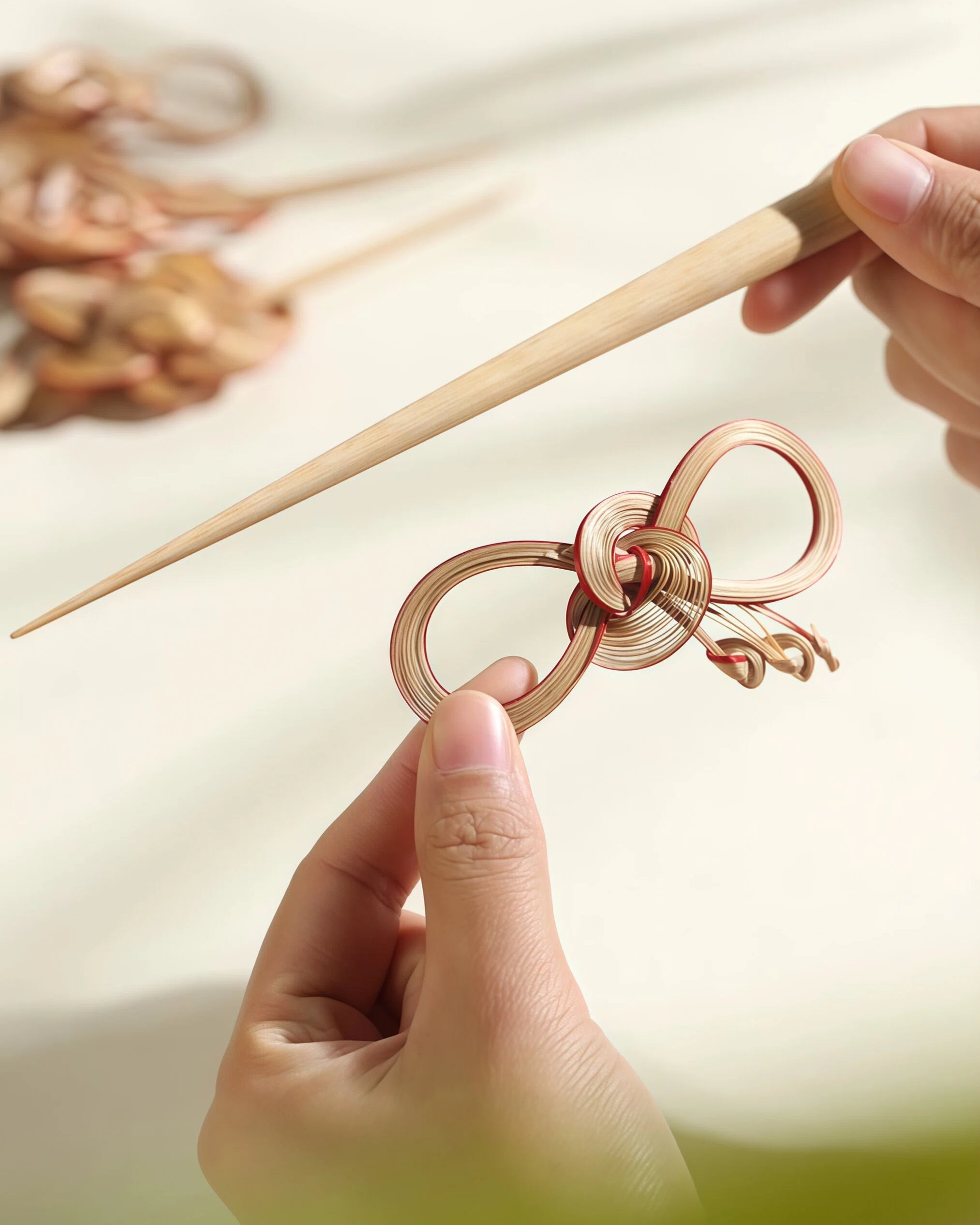 Bamboo-Woven Hairpin – Lightweight, Nature, Eco-Friendly -  Handmade Accessories - Fashion Gift