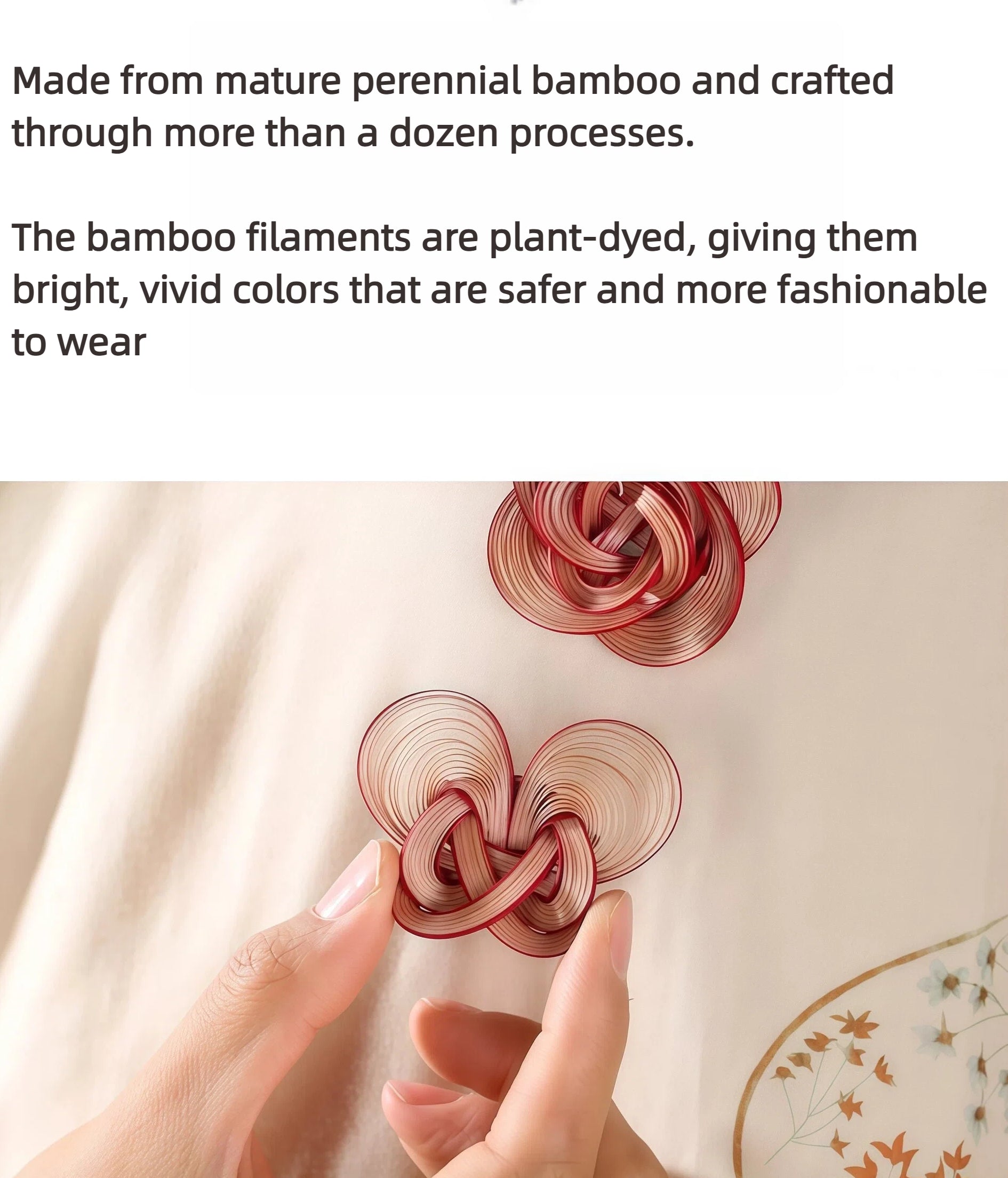 Handmade Bamboo-Woven Brooch - Lightweight Eco-Friendly Bamboo Fiber, Plant-Dyed Design - Fashion Gift