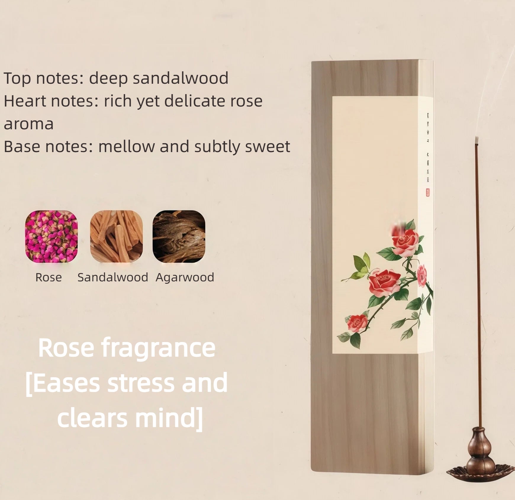 Natural Floral Sandalwood & Agarwood Incense | Free Incense Holder | Meditation, Yoga & Home Fragrance  | Gift