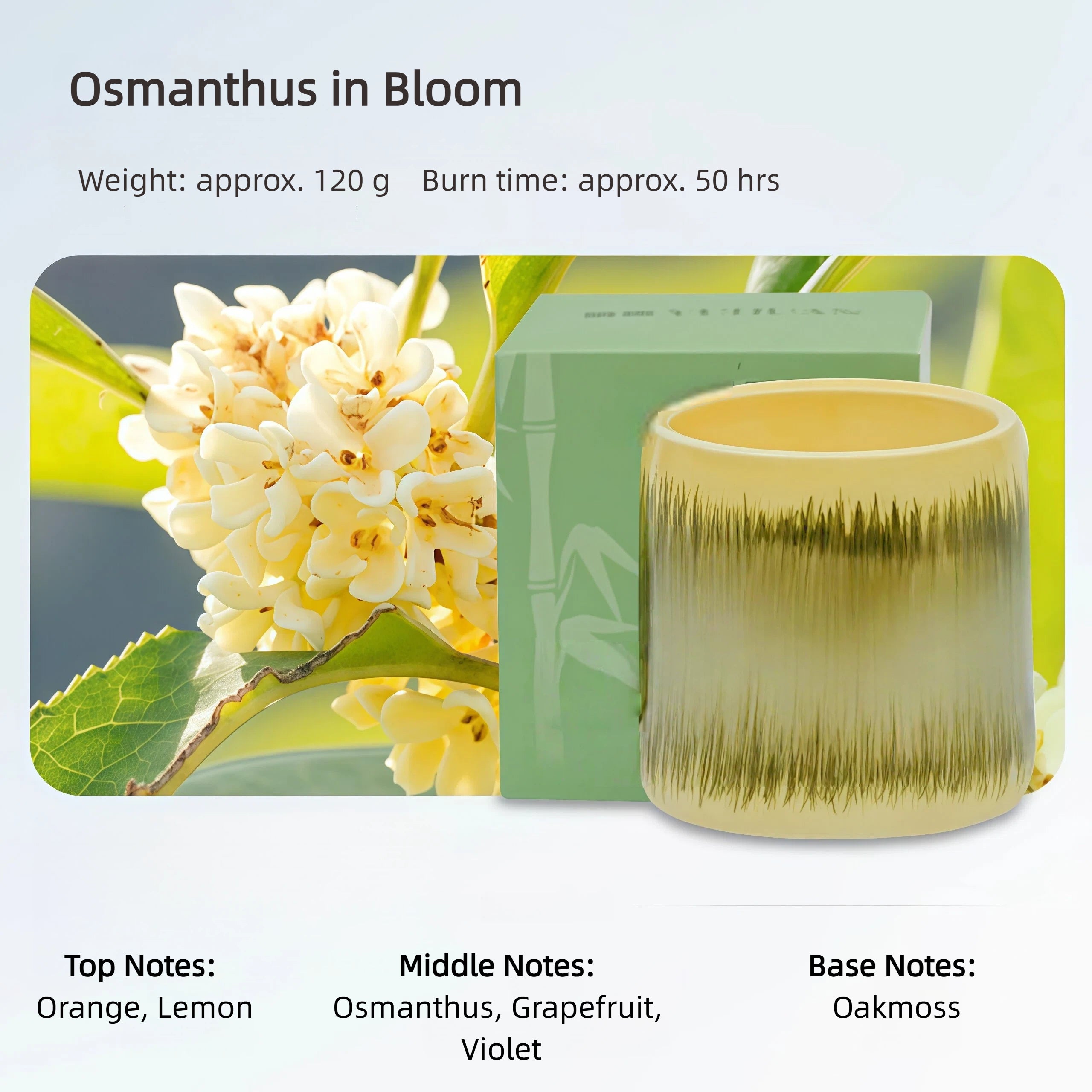 Natural Herbal Candle · Osmanthus Scent | Relax & Calm | Reading, Work & Meditation Companion | Handmade Candle | Christmas & Birthday Gift