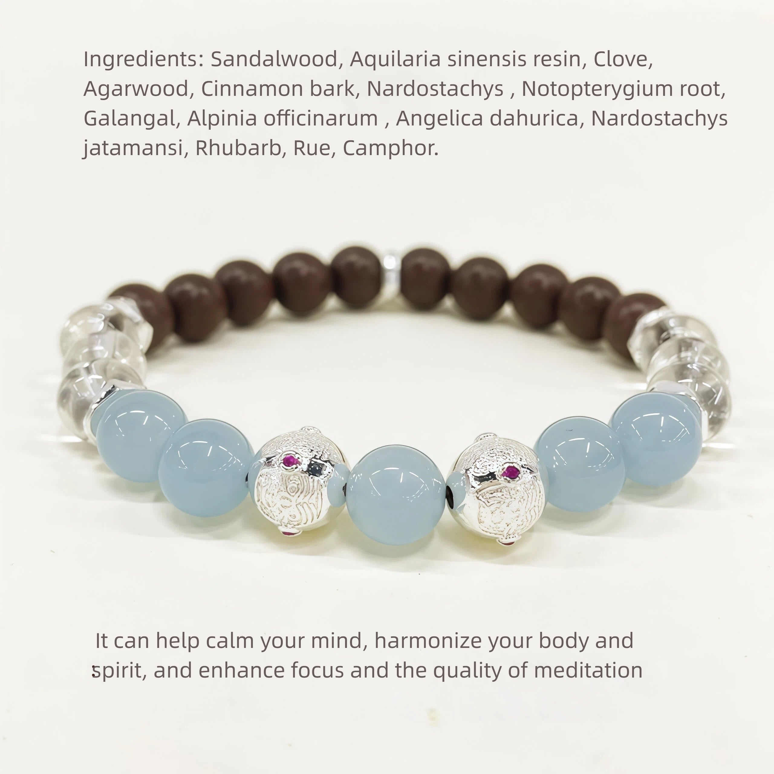 Natural Herbal Aroma Bead Bracelet | Traditional Fragrance Craft | Calm, Enhance Focus & Meditation | Fashion Accessory |  Birthday gift---BLUE