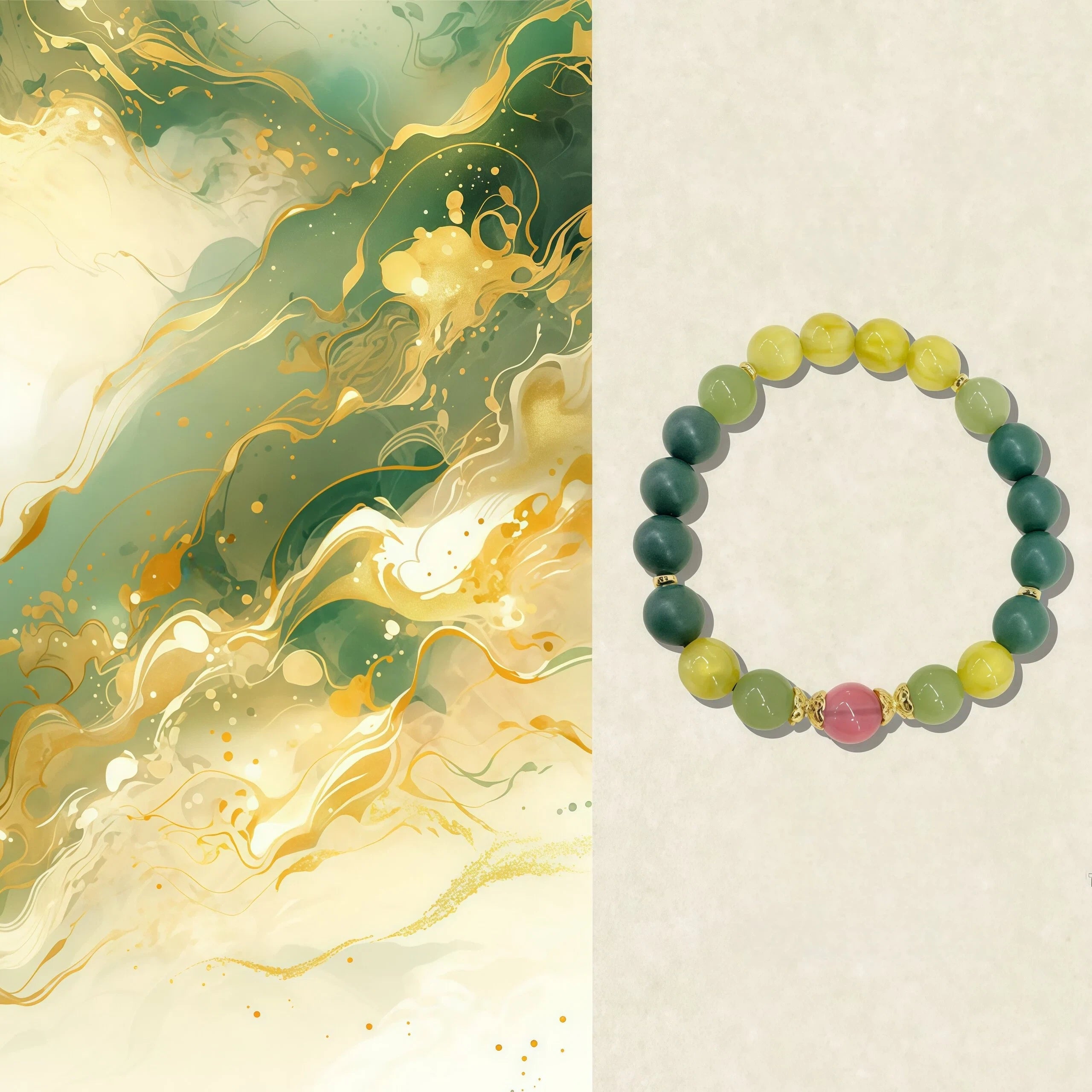 Natural Herbal Aroma Bead Bracelet | Traditional Fragrance Craft | Refresh Mind, Relieve Fatigue & Revitalize Energy | Fashion Accessory |  Birthday gift---DEEP GREEN & YELLOW