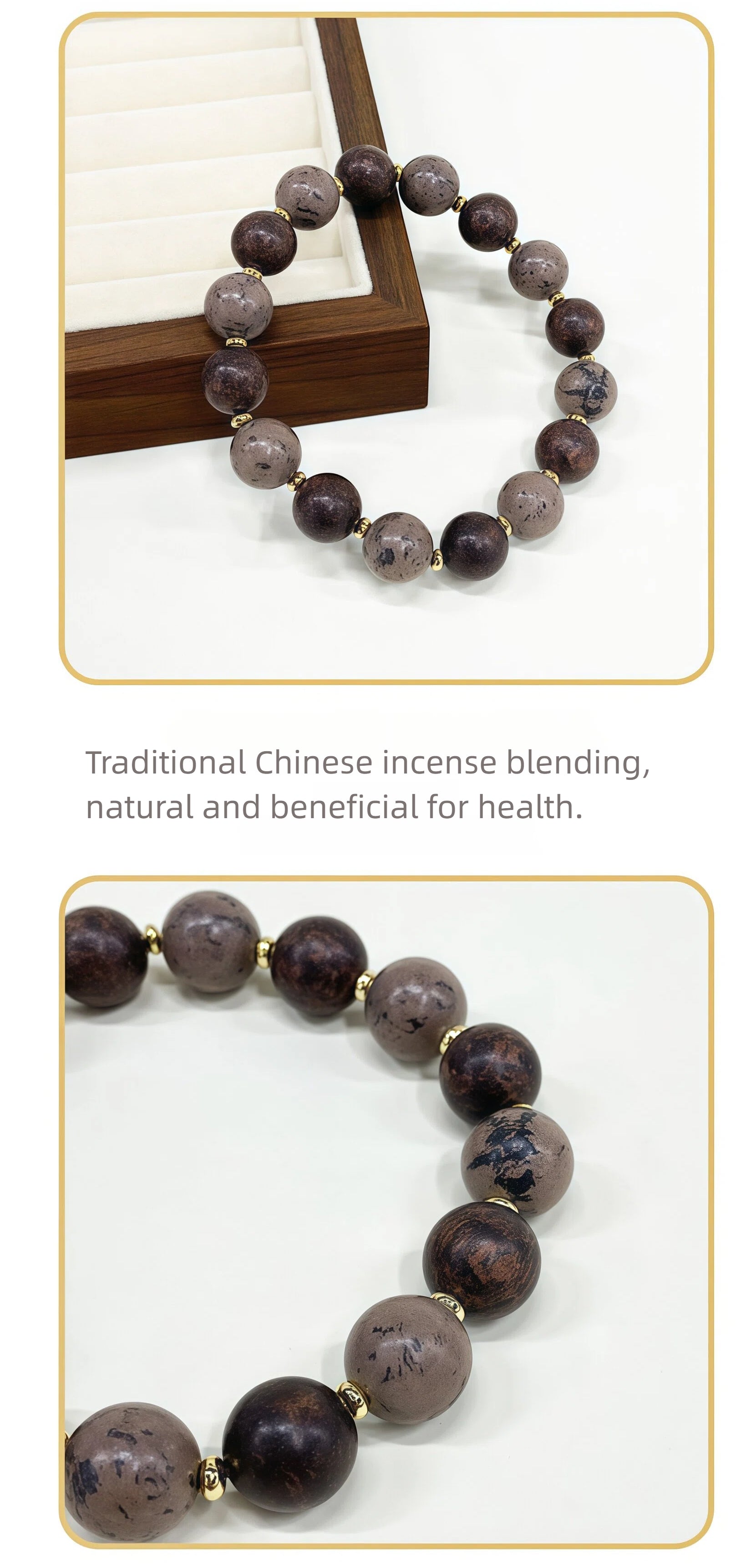 Natural Herbal Aroma Bead Bracelet | Traditional Fragrance Craft | Calm, Relief Pressure,Sleeping & Meditation | Fashion Accessory |  Birthday gift---BLACK& BROWN