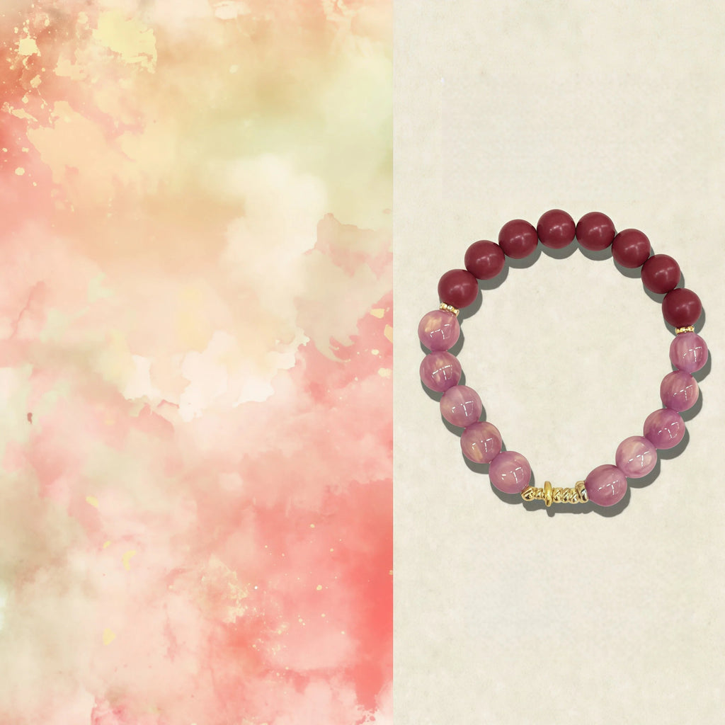Natural Herbal Aroma Bead Bracelet | Traditional Fragrance Craft | Calm, Relax & Support Sleep | Fashion Accessory | Birthday gift---PINK & RED