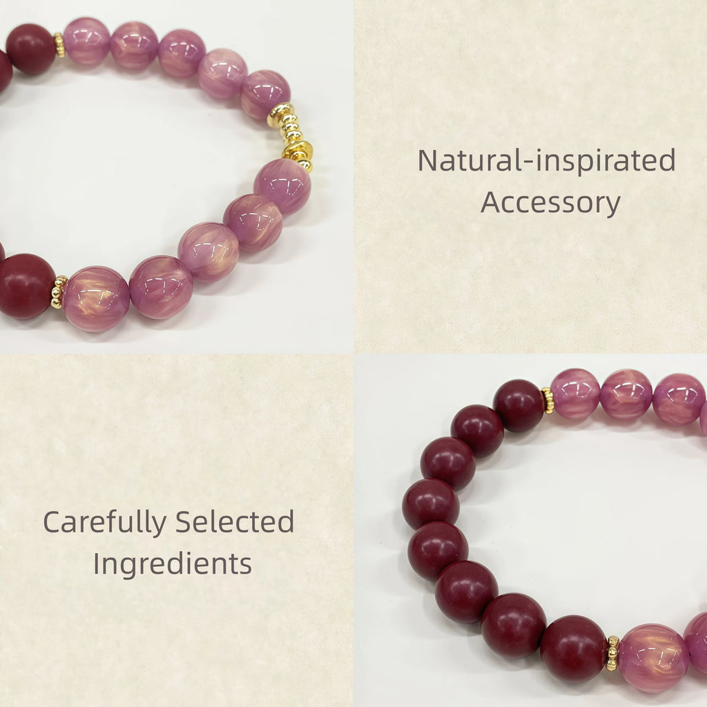 Natural Herbal Aroma Bead Bracelet | Traditional Fragrance Craft | Calm, Relax & Support Sleep | Fashion Accessory | Birthday gift---PINK & RED