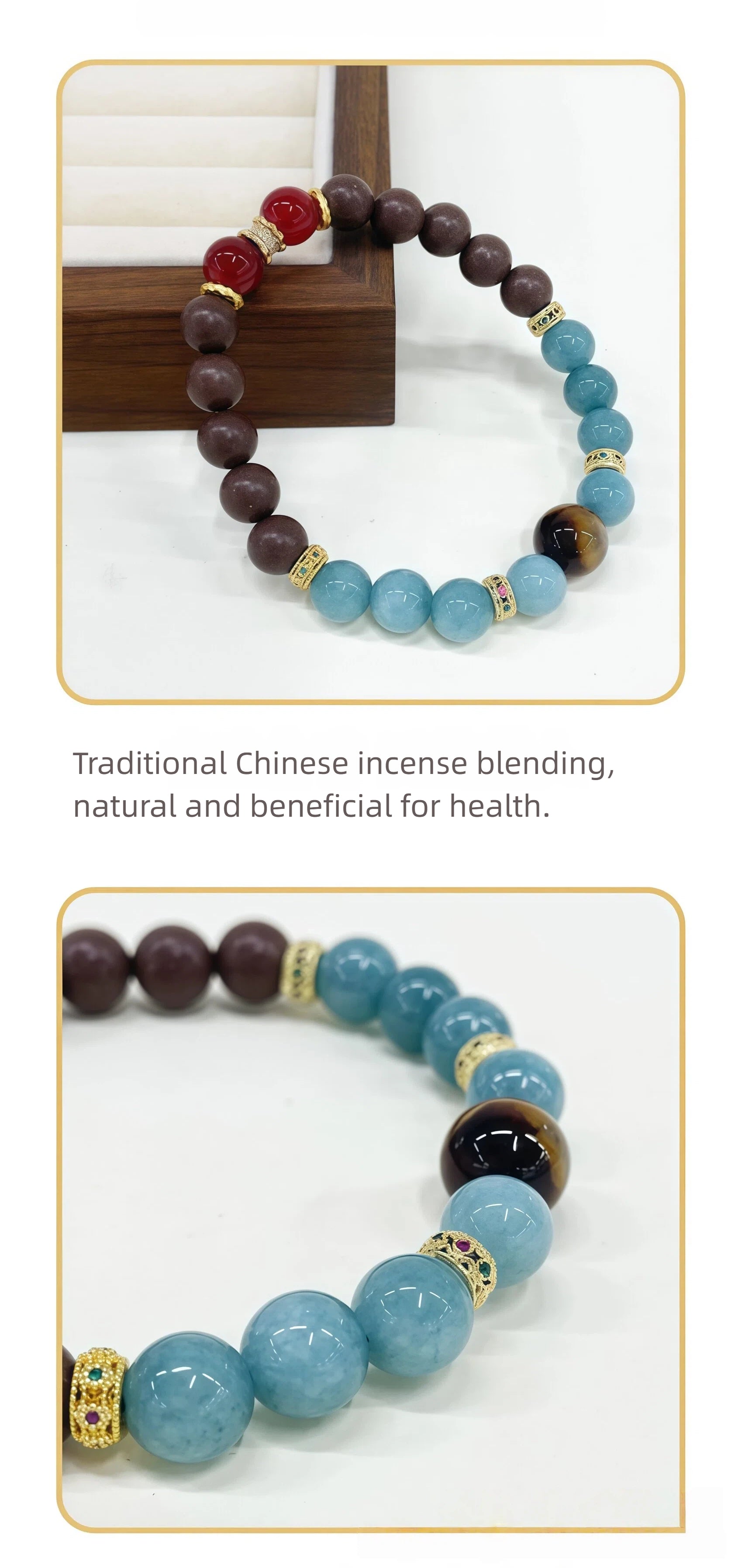 Natural Herbal Aroma Bead Bracelet | Traditional Fragrance Craft | Calm, Relief Pressure,Sleeping & Meditation | Fashion Accessory |  Birthday gift---DEEP BLUE